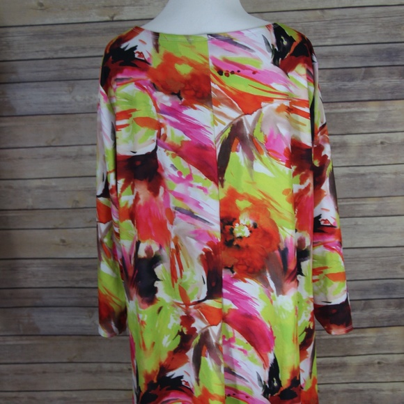 ROAMAN'S Multi-Color Abstract Print/Gold Top - Picture 6 of 8